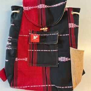 Taaluma Red & Black Woven Backpack